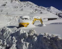 mini pelle sous la neige.